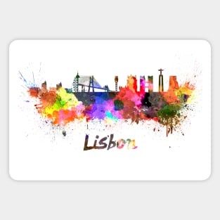 Lisbon skyline in watercolor Magnet